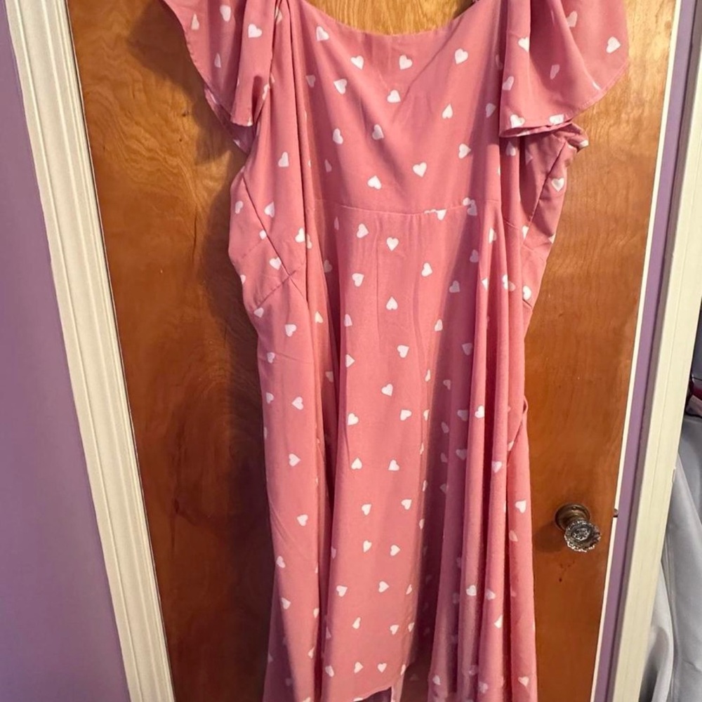 Unique Vintage Ellias Dress - Pink & White Hearts - Picture 3 of 6